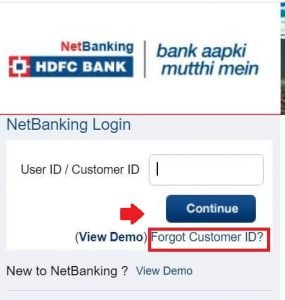 HDFC Forgot Customer ID