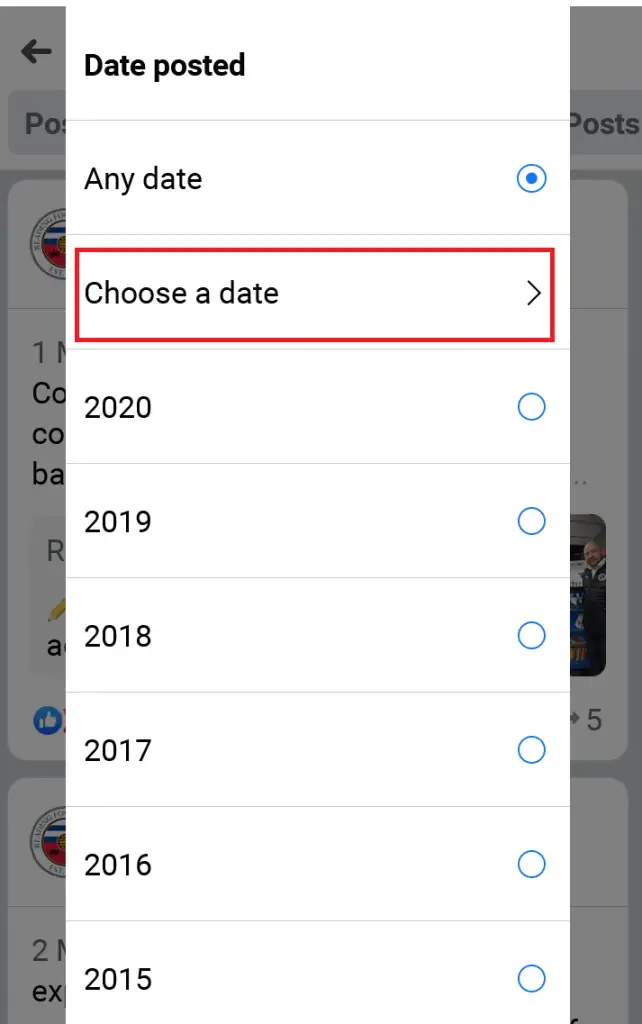 search facebook posts by date