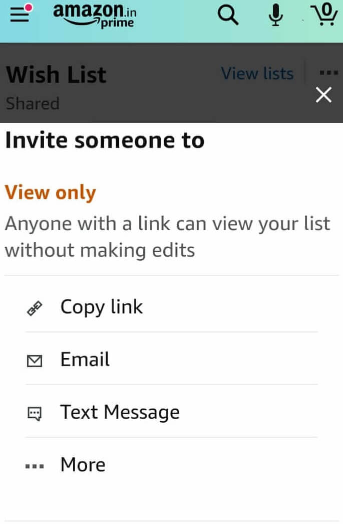 Share Amazon Wish List Mobile App 6