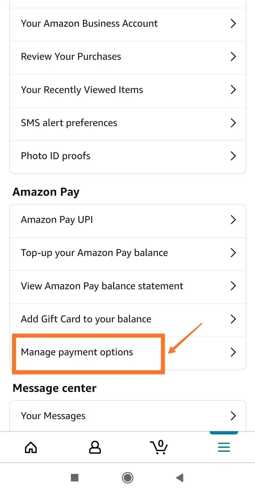 Amazon app change payment method2