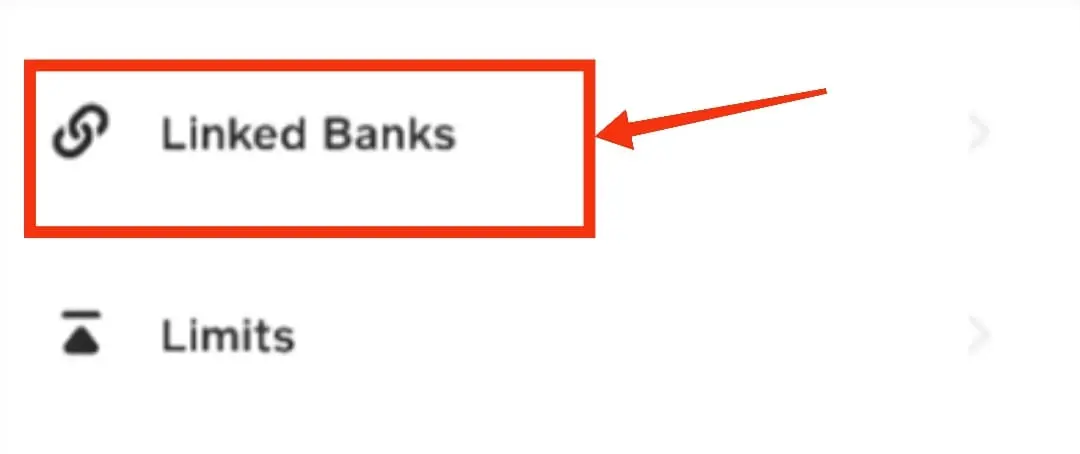 Cash App Linked Banks Option Screenshot